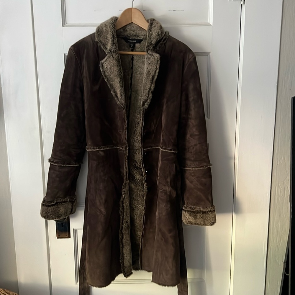 Express Genuine Suede and Faux Fur Coat